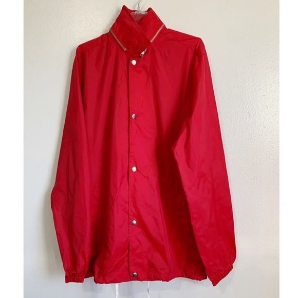 Five Four LA Jacket Men Medium Red Lightweight Elastic sleeve Stowaway Hood NWT - Picture 1 of 15